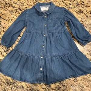 Old Navy Blue Tiered Denim Shirt Dress 3T